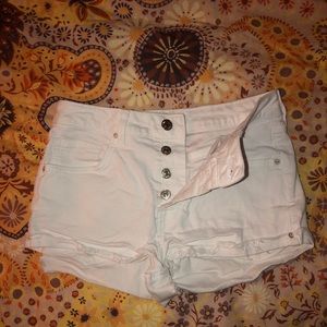 Button up white jean shorts